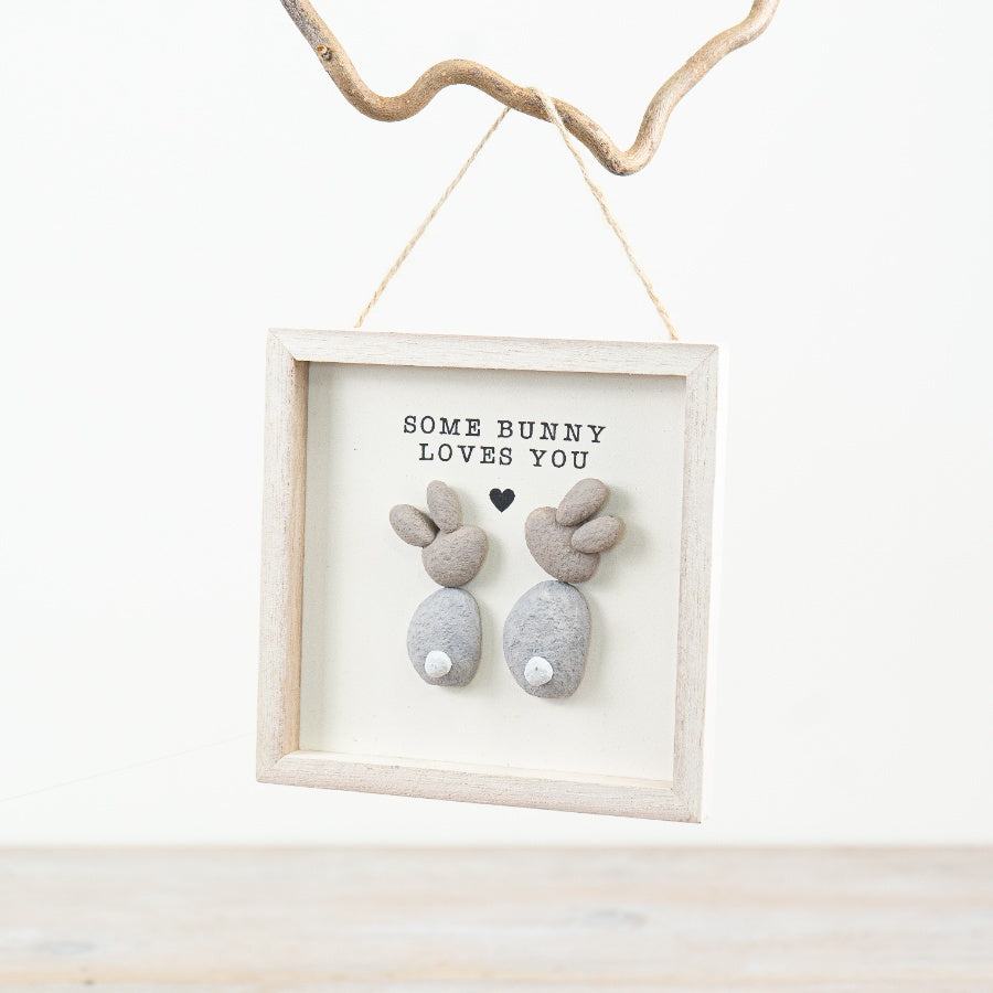 Some Bunny Loves You Wooden Photo Frame 13cm – Rustic Bunny Picture Frame Easter Spring Home Decor Gift