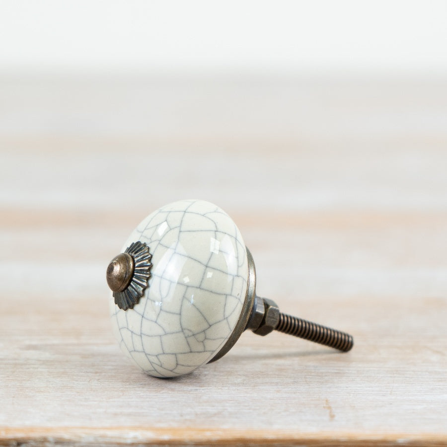 Antique Brass Ceramic Knob 7cm – Vintage Drawer Handle, Crackle Glaze Furniture Knob for Cabinet & Home Decor