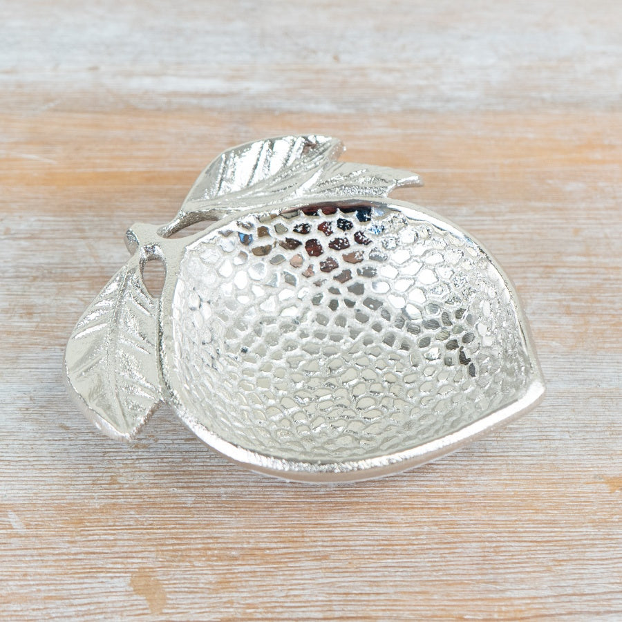 Silver Lemon Dish 12cm – Decorative Citrus Trinket Bowl Home Accent