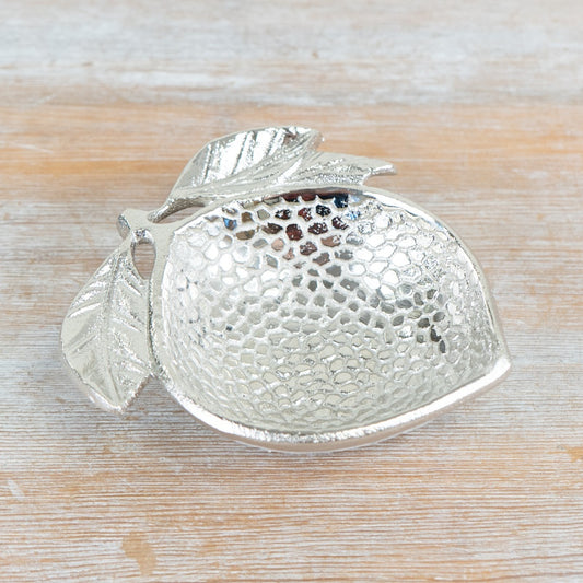 Silver Lemon Dish 12cm – Decorative Citrus Trinket Bowl Home Accent