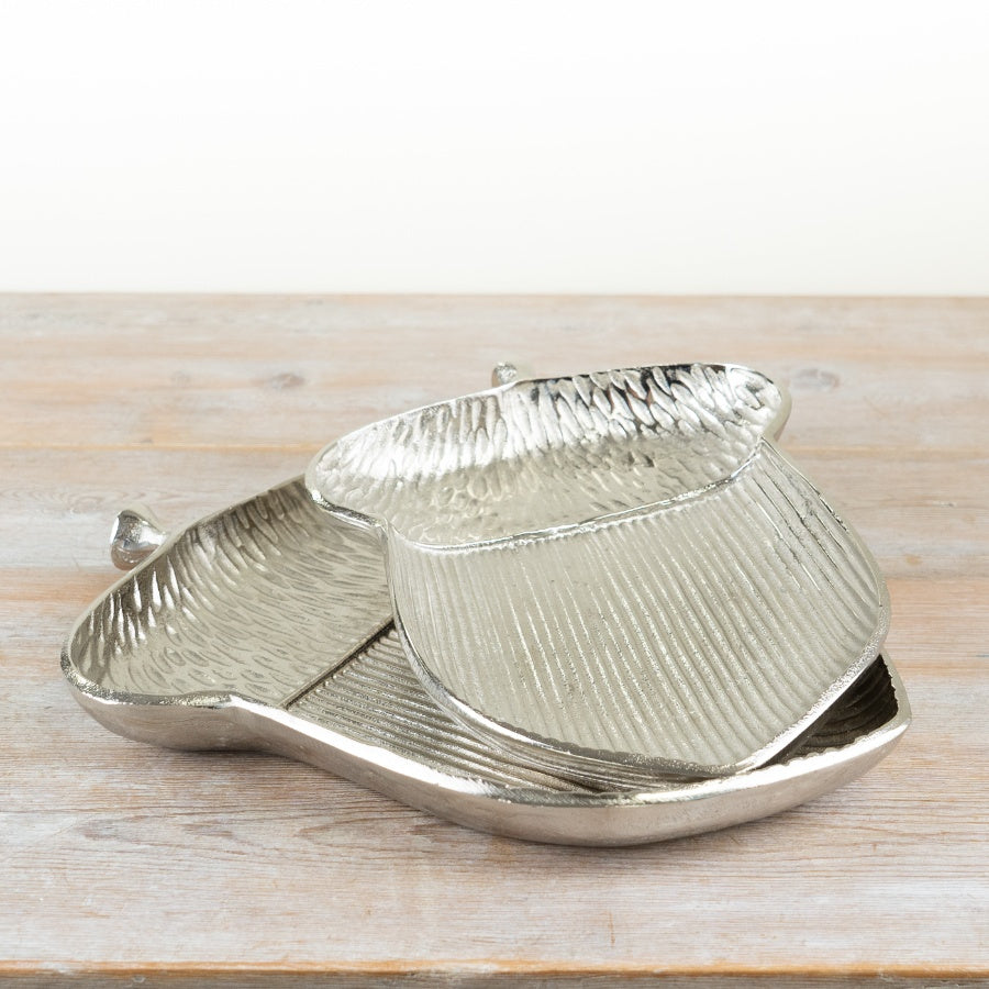 Aluminium Acorn Dish – 30cm Autumn Decorative Bowl, Silver Trinket Holder