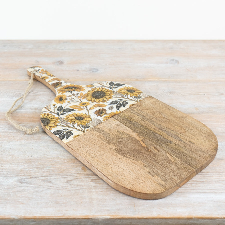 Sunflower Enamel Wooden Board – 50cm Rustic Wall Hanging Decor with Rope