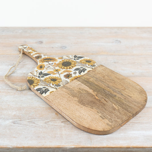 Sunflower Enamel Wooden Board – 50cm Rustic Wall Hanging Decor with Rope