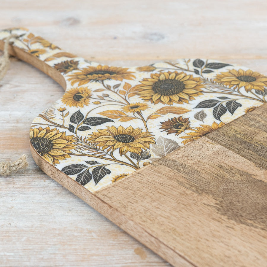 Sunflower Enamel Wooden Board – 50cm Rustic Wall Hanging Decor with Rope