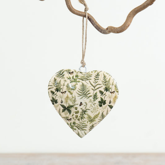 Floral Heart Hanging Decoration 10cm – Enamel Iron Heart Ornament, Rustic Home Décor Gift Accent