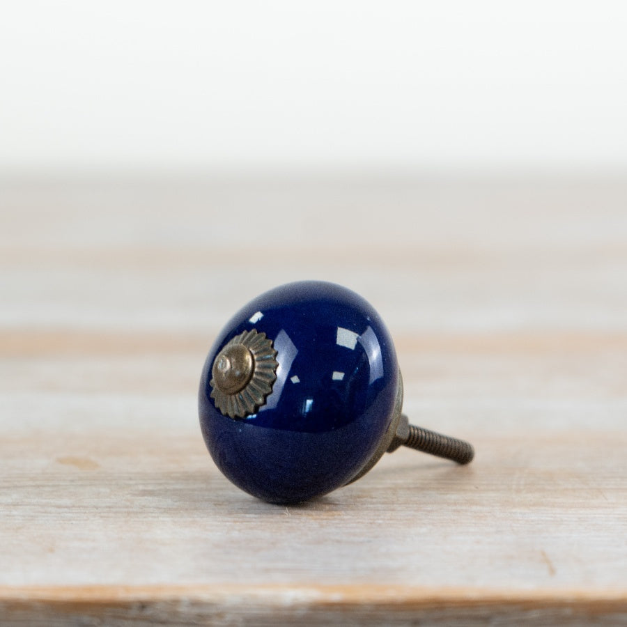 Blue Ceramic Door Knob 7cm – Vintage Style Drawer Pull Handle, Antique Decorative Furniture Hardware