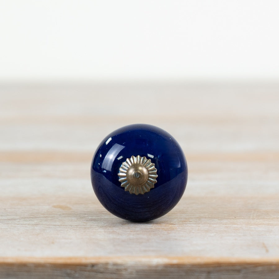 Blue Ceramic Door Knob 7cm – Vintage Style Drawer Pull Handle, Antique Decorative Furniture Hardware