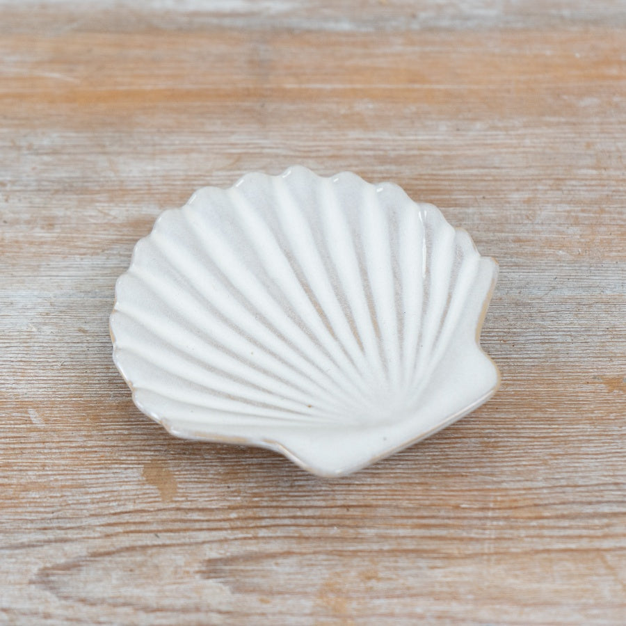 White Shell Dish 11cm – Coastal Decorative Tray, Elegant Nautical Serving Dish for Jewellery, Snacks & Home Decor