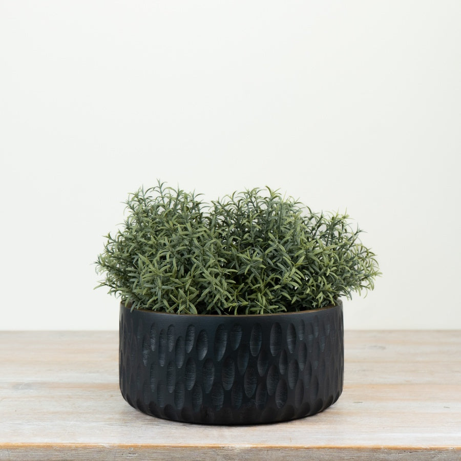 Matt Black Wooden Bowl 25cm – Large Rustic Serving Bowl, Modern Decorative Table Centrepiece