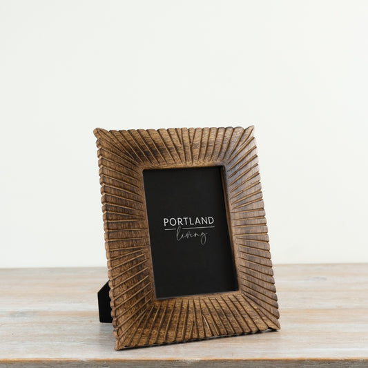 5x7 Wooden Photo Frame – Rustic Wood Picture Frame with Glass Front, Classic Home Decor for Shelf & Table Display