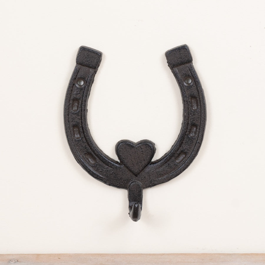 Cast Iron Horseshoe Wall Hook 15.2cm – Rustic Mounted Hook, Farmhouse Storage for Coats, Keys & Dog Leads