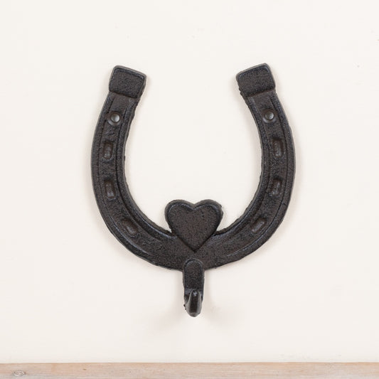 Cast Iron Horseshoe Wall Hook 15.2cm – Rustic Mounted Hook, Farmhouse Storage for Coats, Keys & Dog Leads