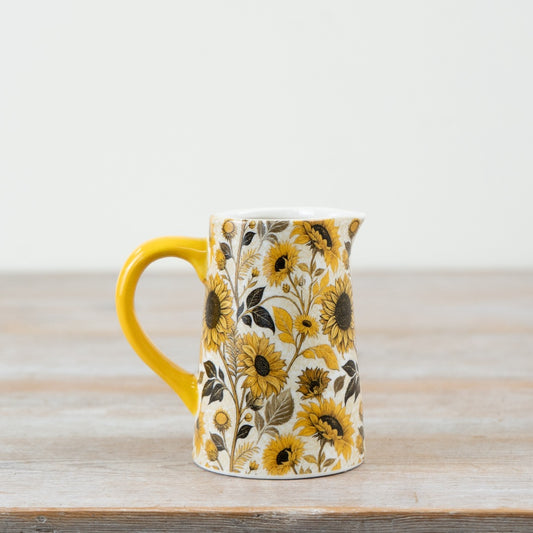 Ceramic Sunflower Jug 11cm – Decorative Floral Vase, Country Cottage Home Décor, Gift Idea