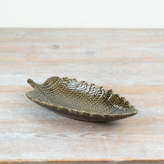 Green Leaf Plate 17cm – Botanical Trinket Dish, Decorative Serving Plate for Jewellery, Snacks & Nature-Inspired Home Styling