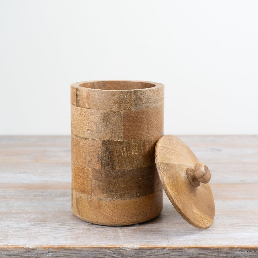 Round Wooden Storage Box with Lid 23cm – Rustic Keepsake Organiser, Decorative Home Storage for Trinkets & Accessories