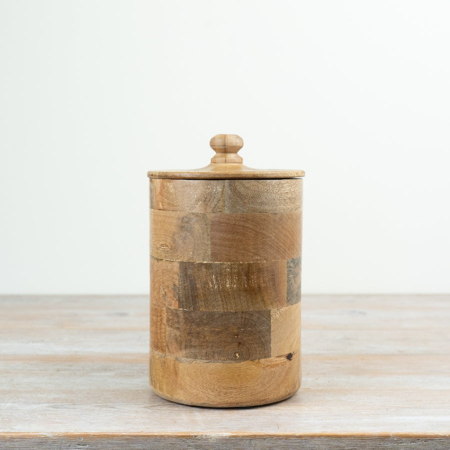 Round Wooden Storage Box with Lid 23cm – Rustic Keepsake Organiser, Decorative Home Storage for Trinkets & Accessories