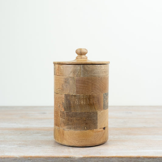 Round Wooden Storage Box with Lid 23cm – Rustic Keepsake Organiser, Decorative Home Storage for Trinkets & Accessories
