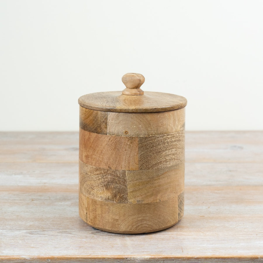 Rustic Wooden Storage Box with Lid 20cm – Round Keepsake Box, Decorative Organiser for Trinkets & Home Styling