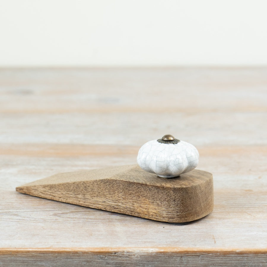 Ceramic & Wood Door Stopper 15cm – Stylish Door Holder, Modern Practical Home Accessory for Interior Styling
