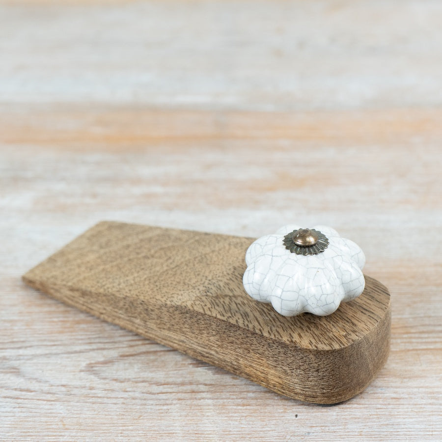 Ceramic & Wood Door Stopper 15cm – Stylish Door Holder, Modern Practical Home Accessory for Interior Styling