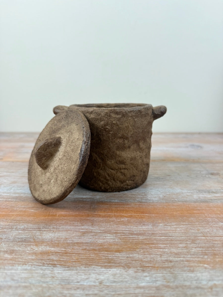 Cement Storage Pot with Lid 13cm – Minimalist Concrete Canister, Neutral Home Storage Accessory for Modern Decor