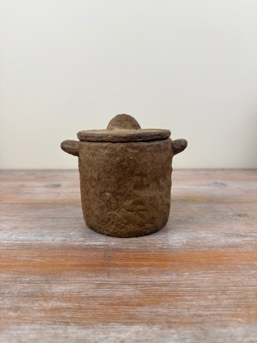 Cement Storage Pot with Lid 13cm – Minimalist Concrete Canister, Neutral Home Storage Accessory for Modern Decor