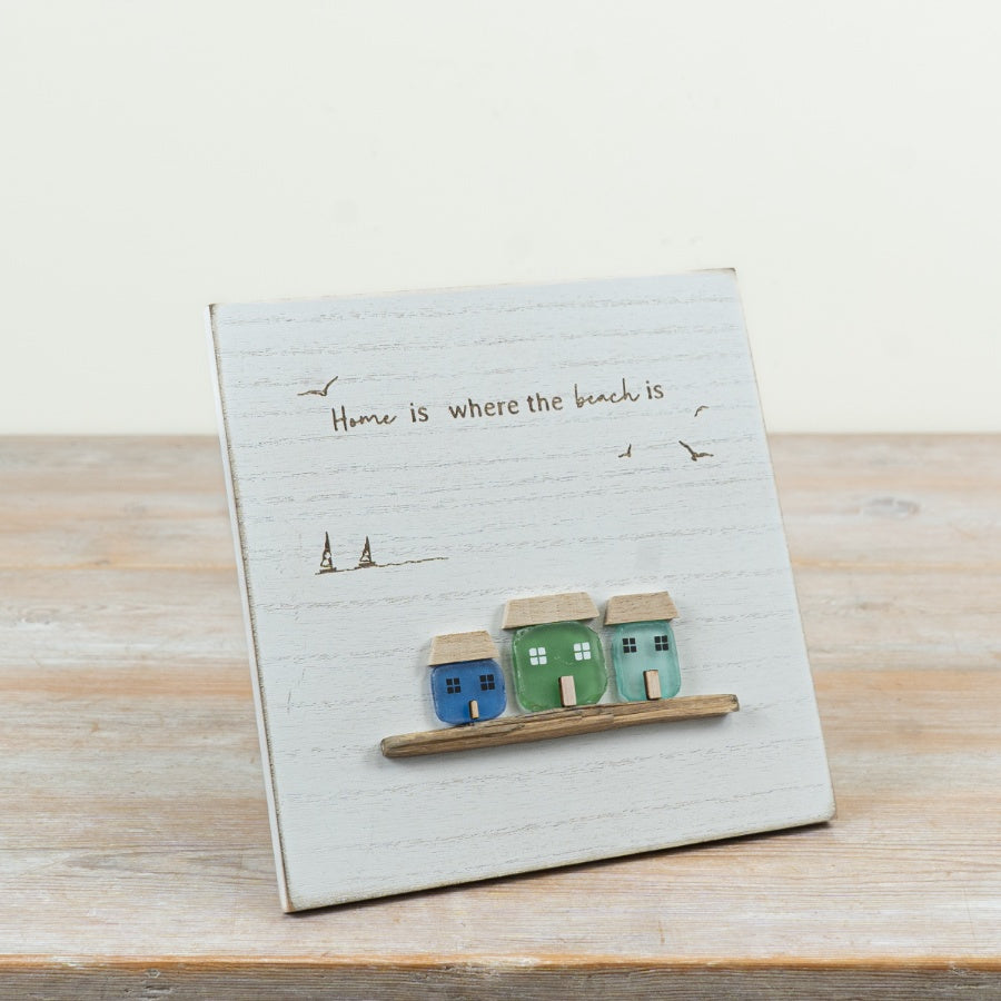 Wooden Seaside Photo Frame 19.3cm – Coastal Beach Hut Picture Frame, Nautical Home Decor for Shelf Display