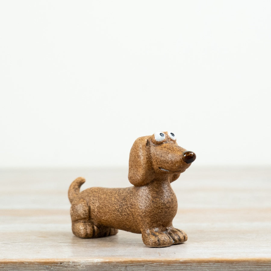 Sausage Dog Ornament 12.7cm – Dachshund Figurine, Cute Dog Decor, Rustic Animal Home Accent Gift