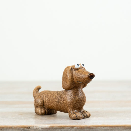 Sausage Dog Ornament 12.7cm – Dachshund Figurine, Cute Dog Decor, Rustic Animal Home Accent Gift