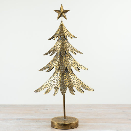 Gold Metal Christmas Tree Decoration Freestanding Antique Gold Tree Ornament Festive Home Décor 92cm