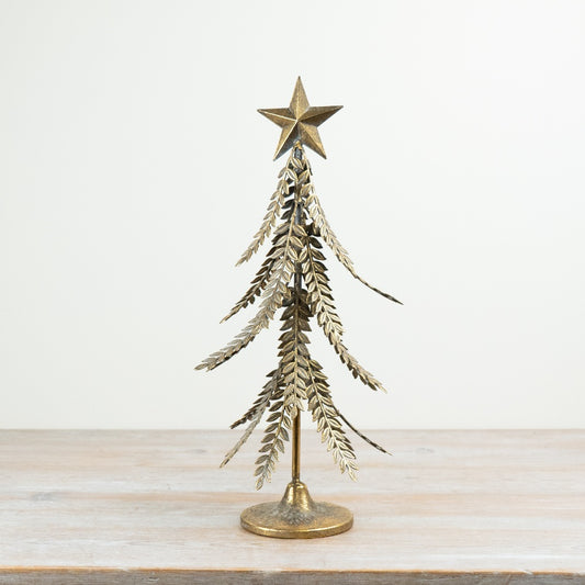 Gold Metal Decorative Christmas Tree Ornament Antique Gold Festive Home Décor Display 46.5cm