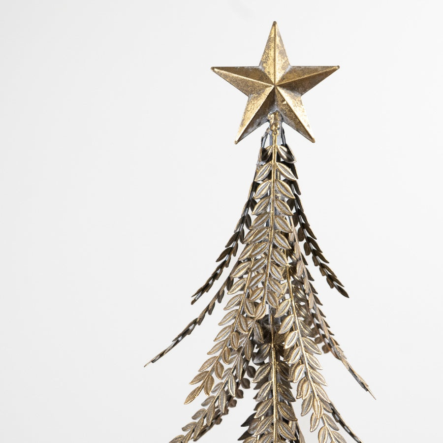 Gold Metal Decorative Christmas Tree Ornament Antique Gold Festive Home Décor Display 46.5cm
