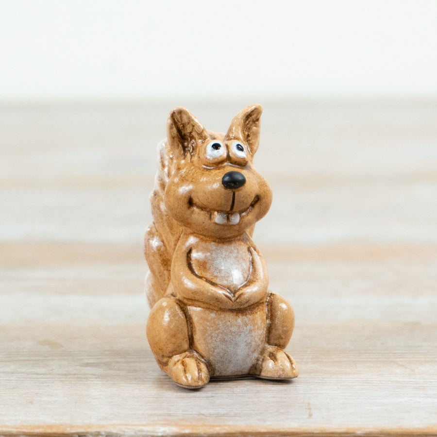 Little Lookers Squirrel Ornament Reactive Glaze Ceramic Woodland Animal Decoration Rustic Home Décor 8cm Item #78782