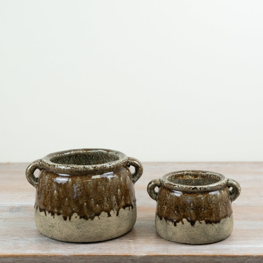 Agnes Stoneware Pot Reactive Glaze Ceramic Planter Rustic Plant Pot Botanical Home Décor 18cm