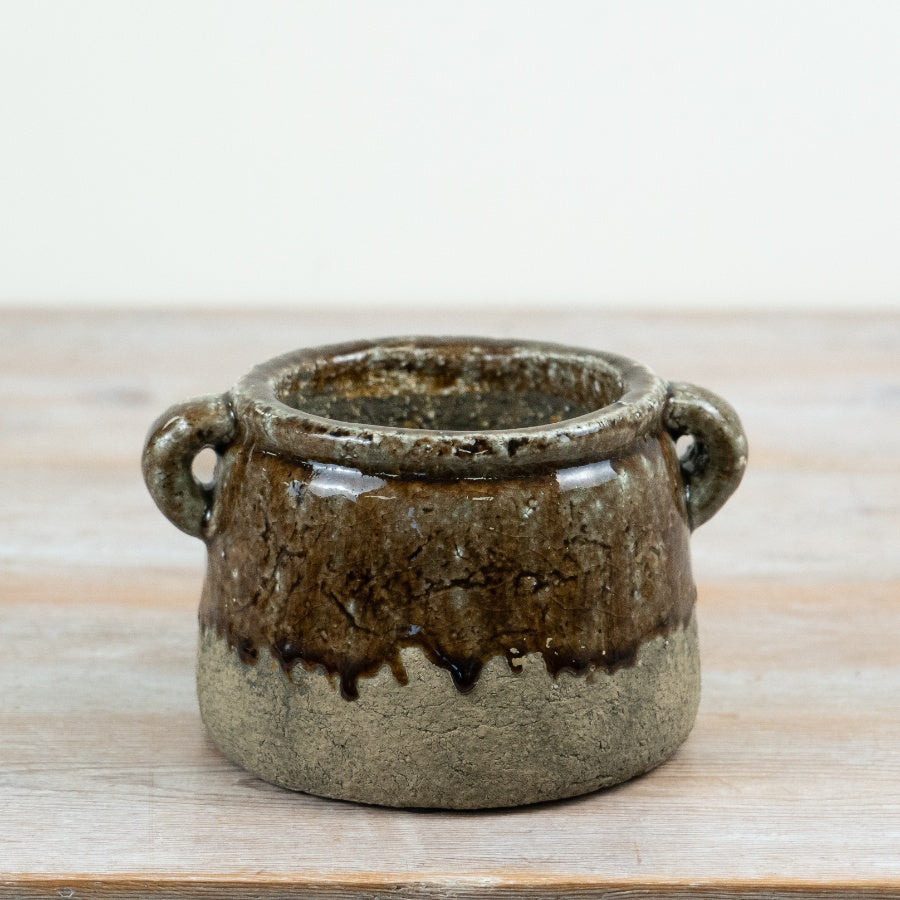 Agnes Stoneware Pot Reactive Glaze Ceramic Planter Rustic Plant Pot Botanical Home Décor 18cm