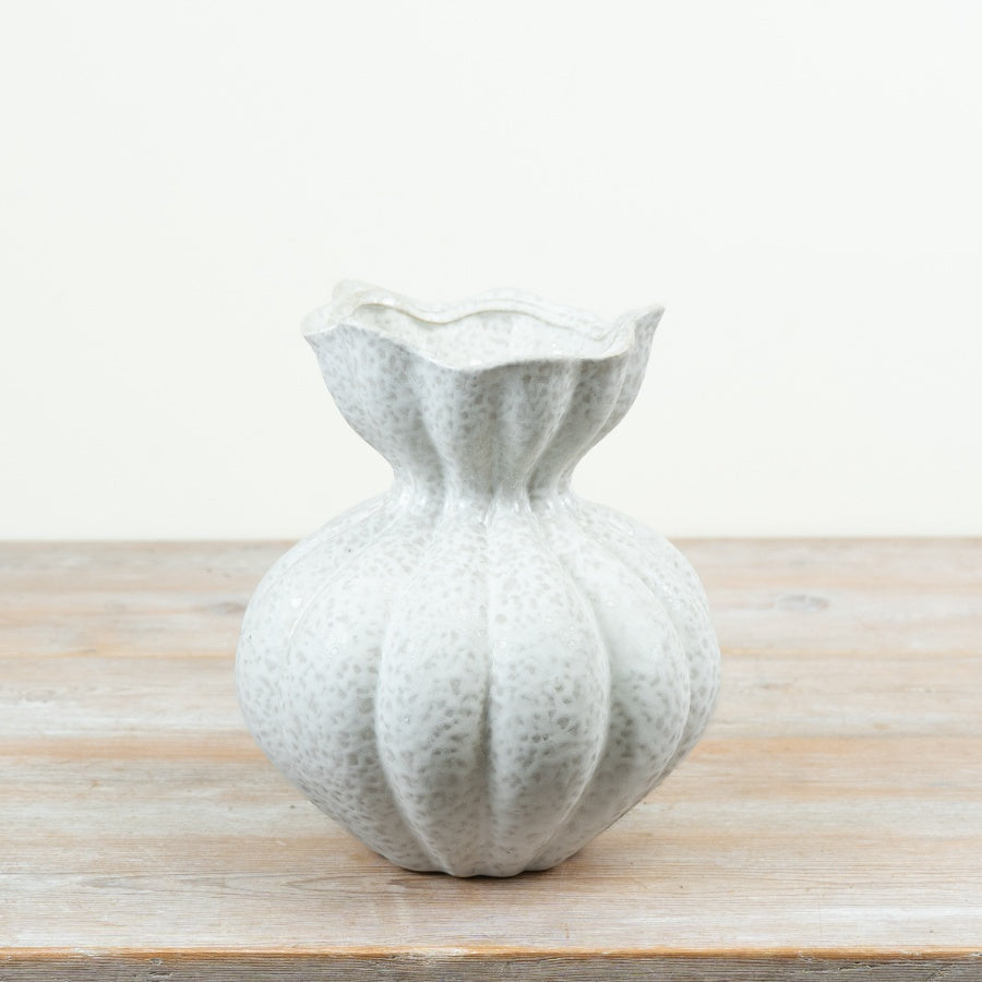 Textured Ceramic Vase Neutral Decorative Flower Vase Organic Contemporary Home Décor 22.5cm