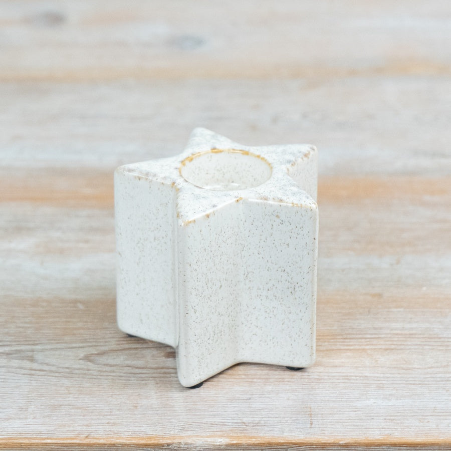 Ceramic Star T-Light Holder Off White Tealight Candle Holder Contemporary Home Décor Gift 10cm
