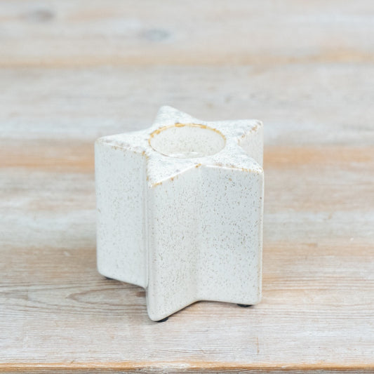 Ceramic Star T-Light Holder Off White Tealight Candle Holder Contemporary Home Décor Gift 10cm