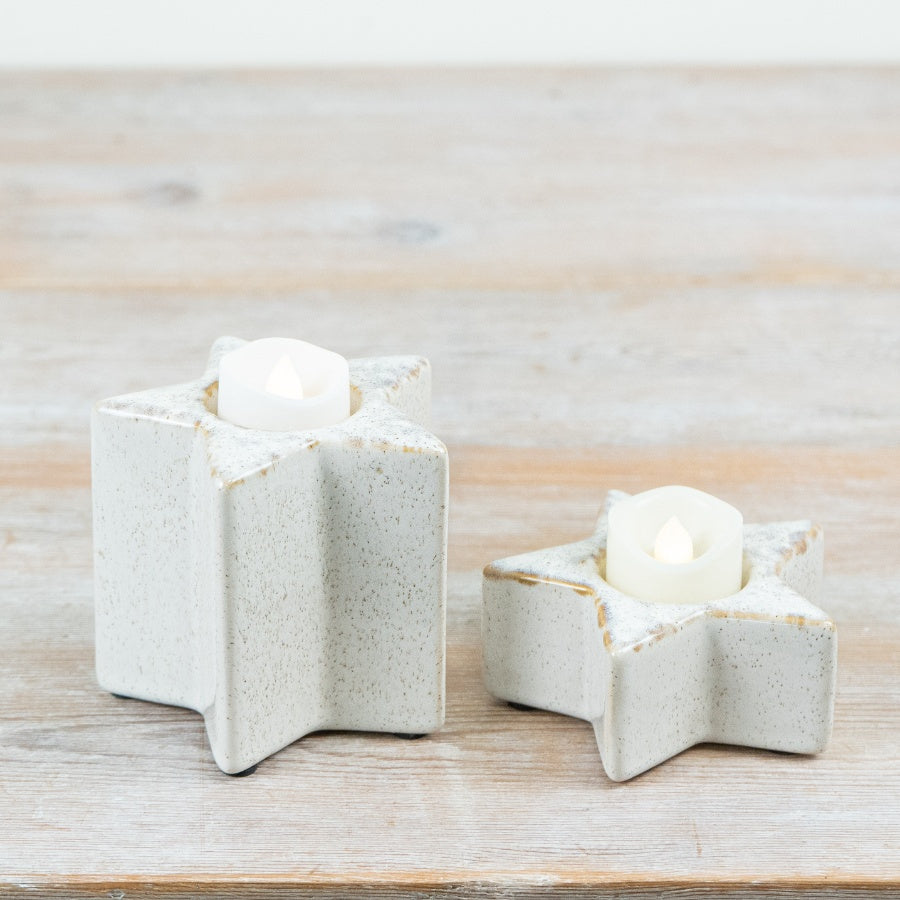 Ceramic Star T-Light Holder Off White Tealight Candle Holder Contemporary Home Décor Gift 10cm