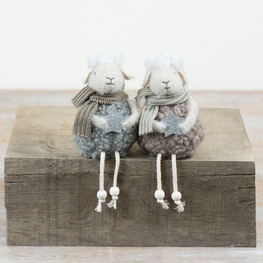 Fabric Sitting Sheep Ornament Soft Fabric Christmas Sheep Decoration Seasonal Shelf Sitter Festive Home Décor 13cm Item #79036