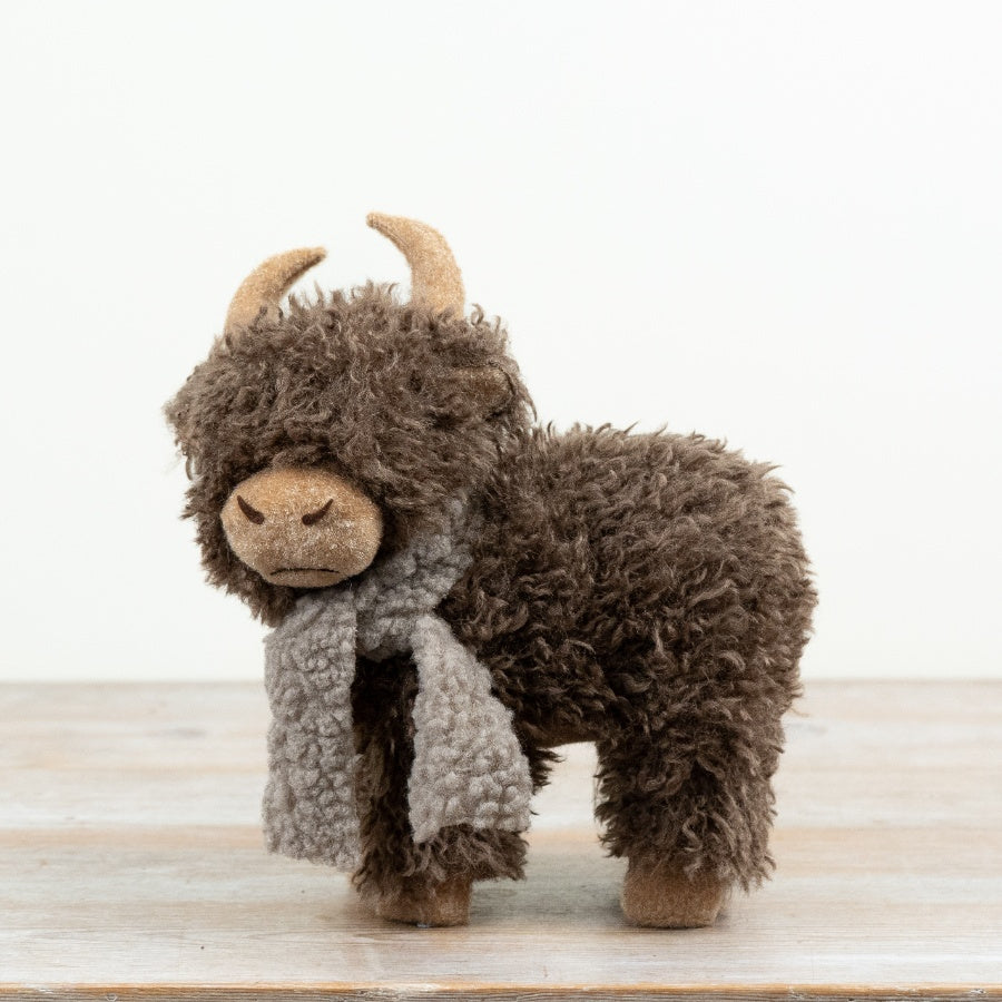 Festive Highland Cow Decoration Plush Highland Cow Ornament Cosy Scarf Rustic Winter Home Décor 26cm Item #79048