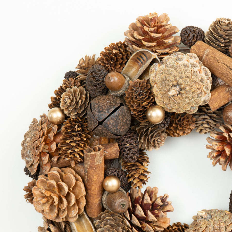 Natural Pinecone & Cinnamon Wreath Decorative Christmas Door Hanging Rustic Festive Home Décor 29cm Item #79104