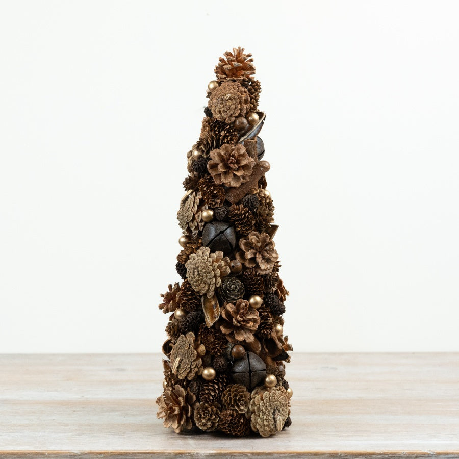 Natural Pinecone and Bell Tree Decoration Christmas Tabletop Tree Rustic Festive Home Décor 42cm Item #79106