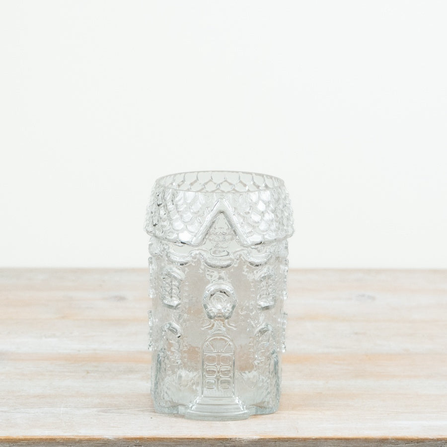 Glass Gingerbread House Vase Clear Glass Gingerbread House Decoration Festive Christmas Home Décor 22cm Item #79209