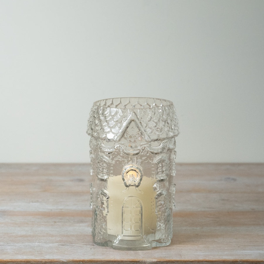 Glass Gingerbread House Vase Clear Glass Gingerbread House Decoration Festive Christmas Home Décor 22cm Item #79209