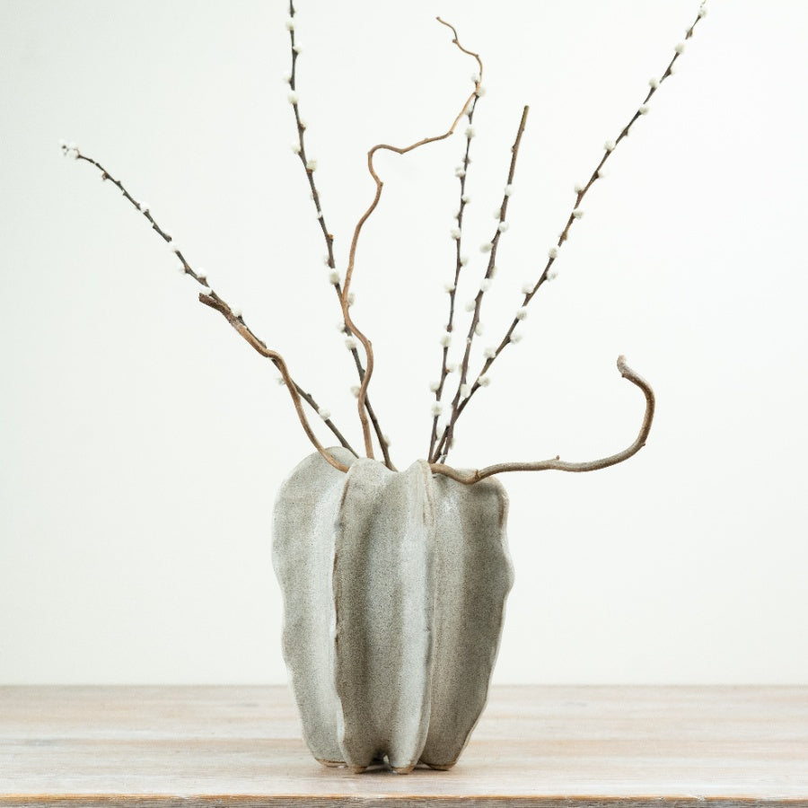 Sculptural Stoneware Vase Organic Stoneware Vase Neutral Decorative Vase Contemporary Home Décor 23cm Item #79252