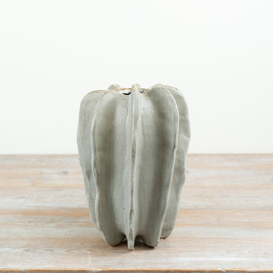 Sculptural Natural Stoneware Vase Ribbed Stoneware Vase Neutral Decorative Vase Contemporary Home Décor 31cm Item #79253