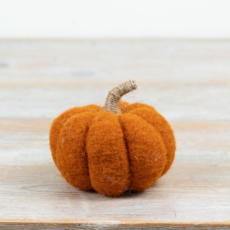 Orange Fabric Pumpkin Decoration Autumn Pumpkin Ornament Jute Stem Harvest Seasonal Home Décor 9cm Item #79287