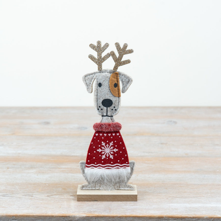Christmas Felt Dog Decoration Festive Dog Ornament Character Figure Seasonal Home Décor Gift 26x10x4cm Item #79302