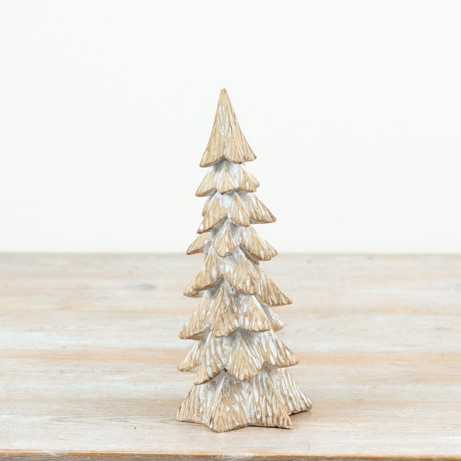 Freestanding Tree Decoration Neutral Rustic Christmas Tree Ornament Distressed Scandinavian Home Décor 24x10cm Item #79322